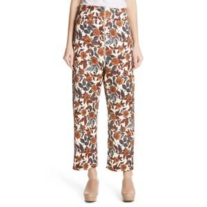 Rachel Comey Barrie Pants Rose Floral Print Size 4 Rust Grey Ivory NWOT $650